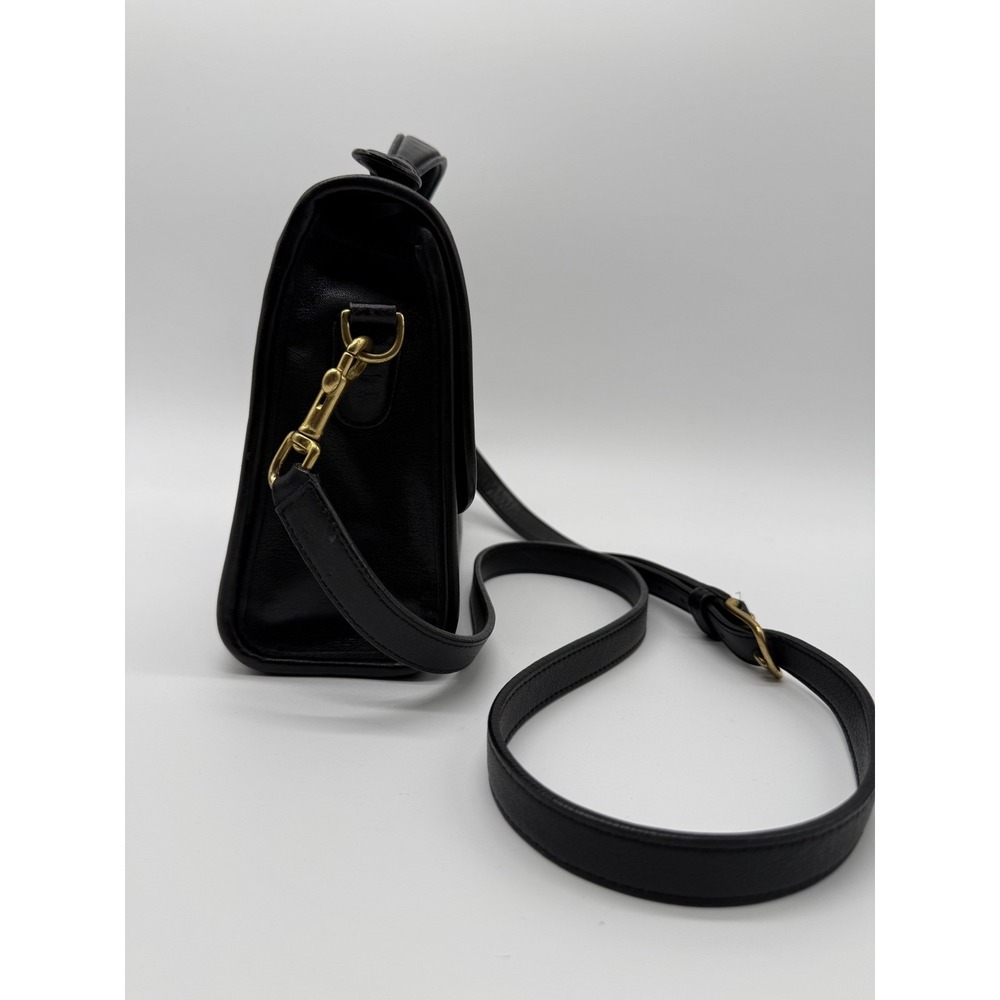 Coach Vintage Willis Bag 9927 Black Leather Crossbody Top Handle Brass Hardware - Picture 3 of 16